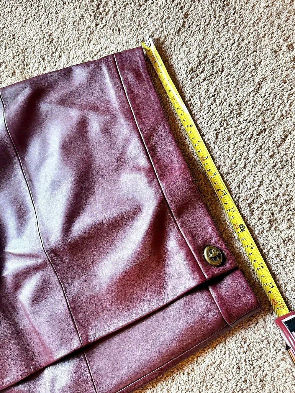 Coach Lamb Skin Leather Wrap Skirt in Burgundy Size 8 NWT - Picture 7 of 13